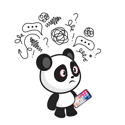panda with phone